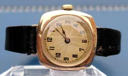 Rolex W&D Antique Vintage Watch Rare 9ct Gold Cushion 26mm case working,