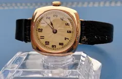 Rolex W&D Antique Vintage Watch Rare 9ct Gold Cushion 26mm case working,