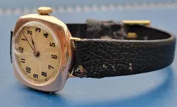 Rolex W&D Antique Vintage Watch Rare 9ct Gold Cushion 26mm case working,