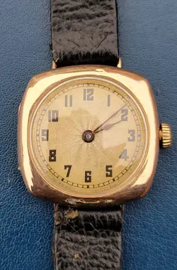 Rolex W&D Antique Vintage Watch Rare 9ct Gold Cushion 26mm case working,