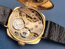 Rolex W&D Antique Vintage Watch Rare 9ct Gold Cushion 26mm case working,