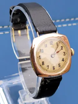 Rolex W&D Antique Vintage Watch Rare 9ct Gold Cushion 26mm case working,