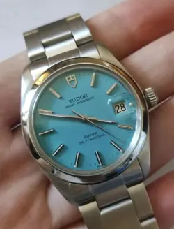 VINTAGE ROLEX TUDOR TIFFANY BLUE AUTOMATIC WATCH 34MM TIMING + - 1 SEC/D