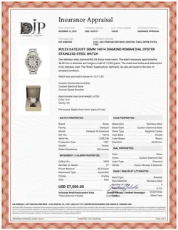 Rolex Datejust 36MM 16014 Diamond Roman Dial Oyster Stainless Steel Watch