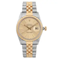 ROLEX DATEJUST 36MM 18K YELLOW GOLD STEEL AUTOMATIC MEN'S WATCH 16013