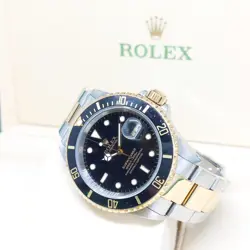 ROLEX 40MM BLACK DIAL 2 TONE SUBMARINER DATE 16613 (U SERIES)