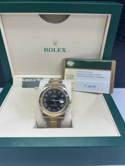 ROLEX DATEJUST 116333 GOLD AND SILVER OYSTER BRACELET WITH GOLD BEZEL BOX PAPERS