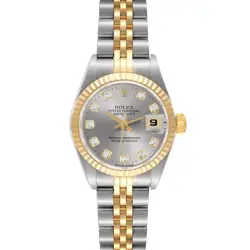 ROLEX DATEJUST SILVER ROMAN DIAL STEEL YELLOW GOLD LADIES WATCH 69173 BOX PAPERS