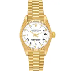ROLEX DATEJUST PRESIDENT YELLOW GOLD WHITE DIAL LADIES WATCH 69178