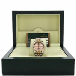 ROLEX OYSTER PERPETUAL DATEJUST AUTOMATIC WATCH STAINLESS STEEL AND ROSE GOLD 36