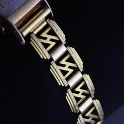 🇺🇸 1935 BMW LOGO BADGE VTG ELGIN MENS DECO WATCH GOLD FLD CUSTOM BRACELET WW2