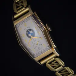 🇺🇸 1935 BMW LOGO BADGE VTG ELGIN MENS DECO WATCH GOLD FLD CUSTOM BRACELET WW2