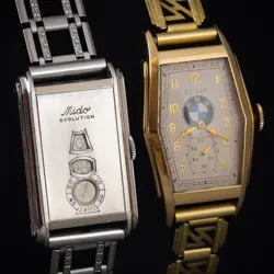 🇺🇸 1935 BMW LOGO BADGE VTG ELGIN MENS DECO WATCH GOLD FLD CUSTOM BRACELET WW2