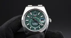 2023 ROLEX SKY-DWELLER 42MM 336934 STAINLESS STEEL OYSTER GREEN DIAL B/P