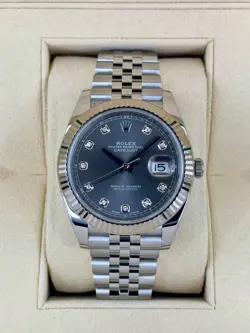 2017 ROLEX DATEJUST 41MM 126334 STAINLESS STEEL JUBILEE RHODIUM DIAMOND DIAL
