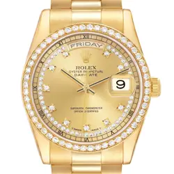 ROLEX PRESIDENT DAY-DATE YELLOW GOLD STRING DIAMOND MENS WATCH 118348
