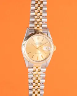 ROLEX DATEJUST 36MM 16233 CHAMPAGNE STICK DIAL ON JUBILEE TWO TONE S SERIAL