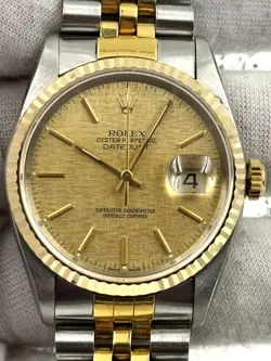 ROLEX DATEJUST 36MM CHAMPAGNE INDEX DIAL TWO TONE JUBILEE BRACELET 16233 - 1991