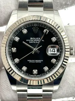 ROLEX DATEJUST 41MM BLACK DIAMOND DIAL OYSTER BRACELET 126334 BOX & PAPERS 2020