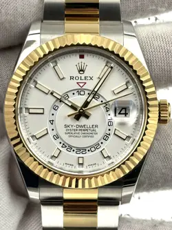 ROLEX SKY-DWELLER WHITE DIAL TWO TONE OYSTER BRACELET 326933 BOX & PAPERS 2022