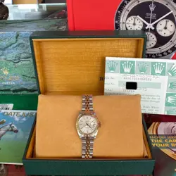 Rolex Lady-Datejust 26 mm BOX PAPERS Two Tone Jubilee Silver Dial Yellow Gold