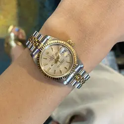 Rolex Lady-Datejust 26 mm BOX PAPERS Two Tone Jubilee Silver Dial Yellow Gold