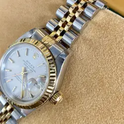 Rolex Lady-Datejust 26 mm BOX PAPERS Two Tone Jubilee Silver Dial Yellow Gold