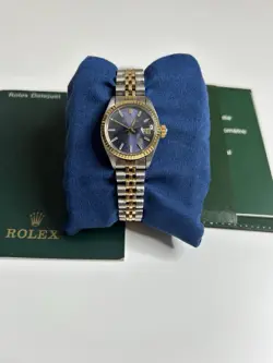 ROLEX OP LADIES DATEJUST TWO-TONE WATCH 69173 BLUE DIAL 26MM