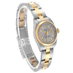 Rolex Oyster Perpetual Steel Yellow Gold Slate Dial Ladies Watch 67183 Box Card