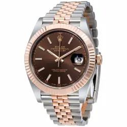 ROLEX DATEJUST CHOCOLATE DIAL STEEL AND 18K EVEROSE GOLD JUBILEE MEN'S WATCH