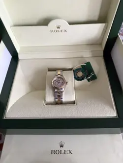 MINT Rolex Oyster Perpetual Date 26mm BLUE Two-Tone 18K Gold Fluted 6917 Watch