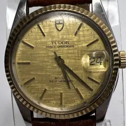Tudor PRINCE OYSTERDATE  34mm Watch Rolex Case Linen Dial 74033 FOR PARTS/REPAIR