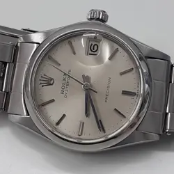 VINTAGE ROLEX OYSTERDATE PRECISION 31 MM STEEL MANUAL WATCH 6466 CIRCA 1967
