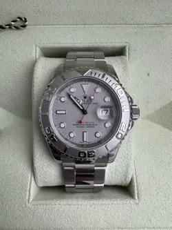 2003 ROLEX YACHT-MASTER 16622 PLATINUM DIAL & BEZEL STAINLESS STEEL WATCH W/ BOX