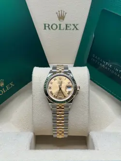 ROLEX LADY-DATEJUST 28 NEW 2024 TWO TONE YELLOW GOLD CHAMPAGNE ROMAN JUBILEE
