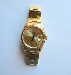 ROLEX MENS WATCH 18K GOLD 34MM OYSTER PERPETUAL DATE