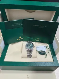 ROLEX 278274 DATEJUST 31MM STEEL AND WHITE GOLD FLUTED BEZEL MINT GREEN DIAL
