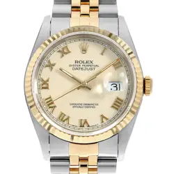ROLEX DATEJUST 16233 IVORY ROME C NUMBER SECOND HAND MENS