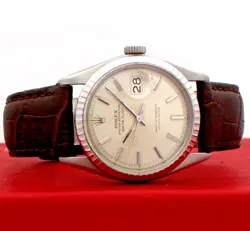MENS VINTAGE ROLEX OYSTER PERPETUAL DATEJUST 36MM STAINLESS STEEL SILVER DIAL