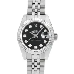 ROLEX DATEJUST 10P DIAMOND 179174G BLACK D NUMBER SECOND HAND WOMEN
