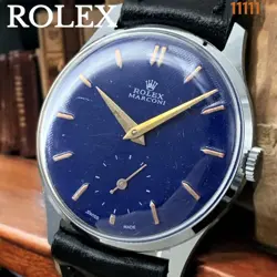 ROLEX MARCONI HAND WINDING ANTIQUE VINTAGE BLUE DIAL WRISTWATCH