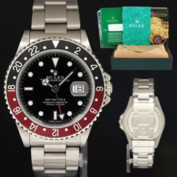 1989 ROLEX GMT-MASTER 2 FAT LADY COKE RED BLACK STEEL 16760 40MM WATCH BOX