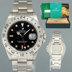 1996 MINT ROLEX EXPLORER II 16570 STAINLESS STEEL TRITIUM BLACK DIAL GMT 40MM