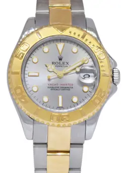 ROLEX YACHT-MASTER 18K YELLOW GOLD/STEEL RHODIUM DIAL LADIES 35MM WATCH U 68623