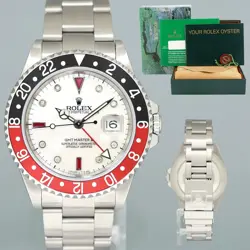 2000 MINT ROLEX GMT-MASTER II COKE RED BLACK STEEL 16710 40MM WATCH BOX