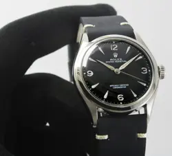 Rolex Oyster Perpetual Bubble Back Black Dial Mens Vintage Steel Watch 6084