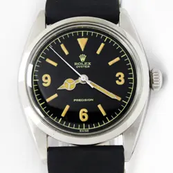 1959s Rolex Oyster Precision Winding Black Dial Mens Vintage Steel Watch 6426