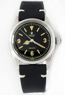 1959s Rolex Oyster Precision Winding Black Dial Mens Vintage Steel Watch 6426