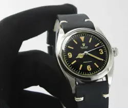 1959s Rolex Oyster Precision Winding Black Dial Mens Vintage Steel Watch 6426
