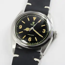 1959s Rolex Oyster Precision Winding Black Dial Mens Vintage Steel Watch 6426